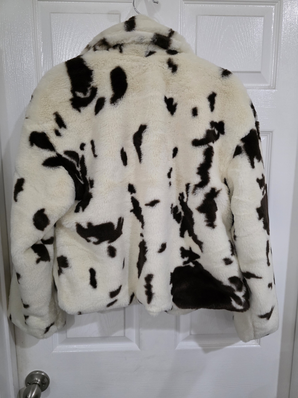 Ashley By 26 International Black and White Faux Fur Cow Print Jacket - Picture 2 of 4
